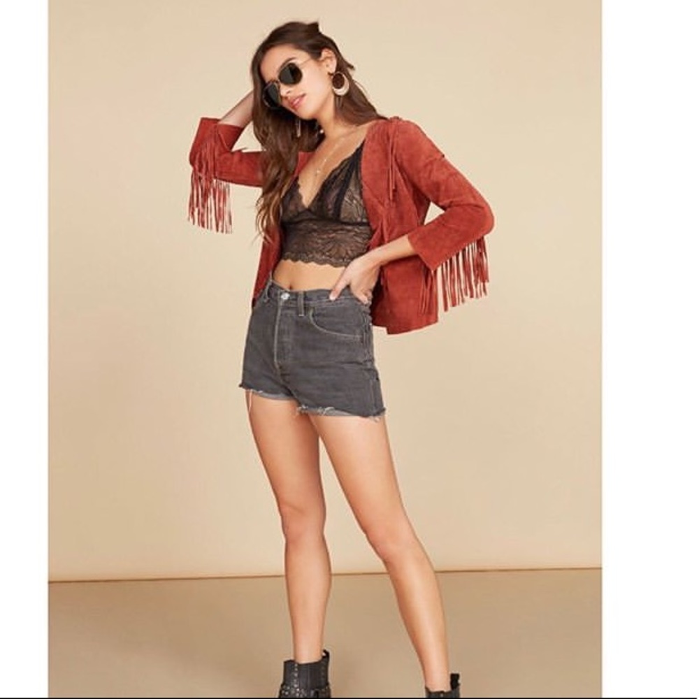 Real suede fringe jacket